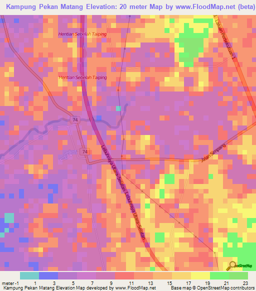 Kampung Pekan Matang,Malaysia Elevation Map