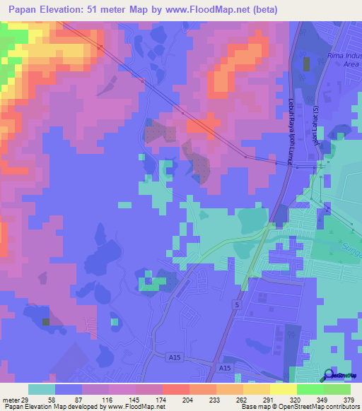 Papan,Malaysia Elevation Map