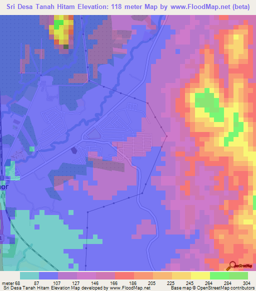 Sri Desa Tanah Hitam,Malaysia Elevation Map