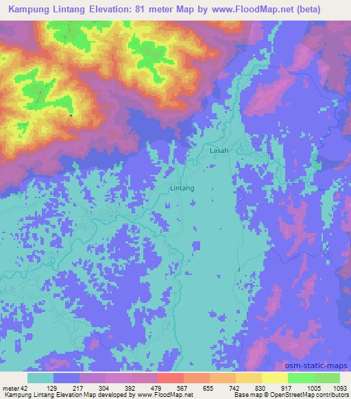 Kampung Lintang,Malaysia Elevation Map