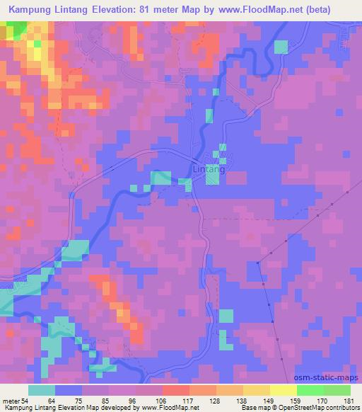 Kampung Lintang,Malaysia Elevation Map