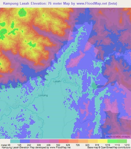 Kampung Lasah,Malaysia Elevation Map