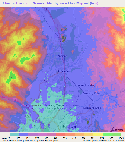 Chemor,Malaysia Elevation Map