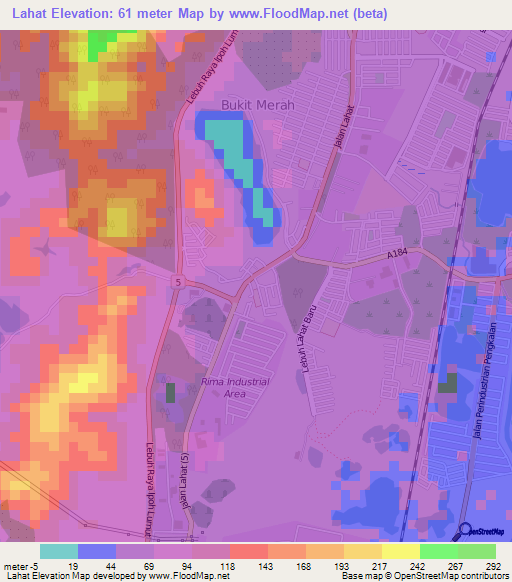 Lahat,Malaysia Elevation Map