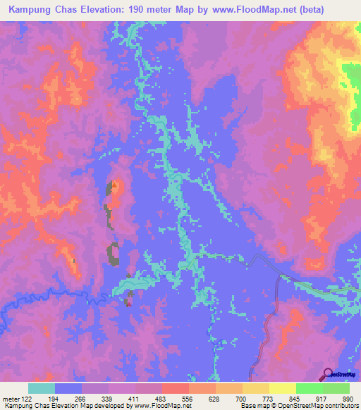 Kampung Chas,Malaysia Elevation Map