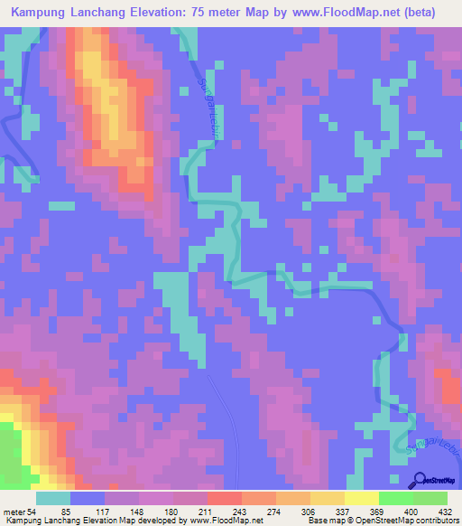 Kampung Lanchang,Malaysia Elevation Map