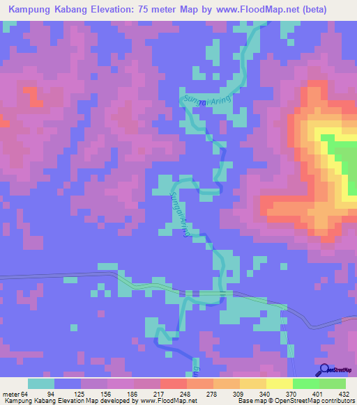 Kampung Kabang,Malaysia Elevation Map