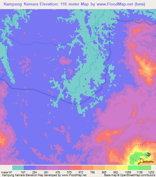 Kampung Kemara,Malaysia Elevation Map