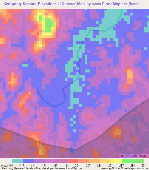 Kampung Kemara,Malaysia Elevation Map