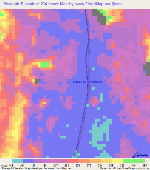 Merapuh,Malaysia Elevation Map