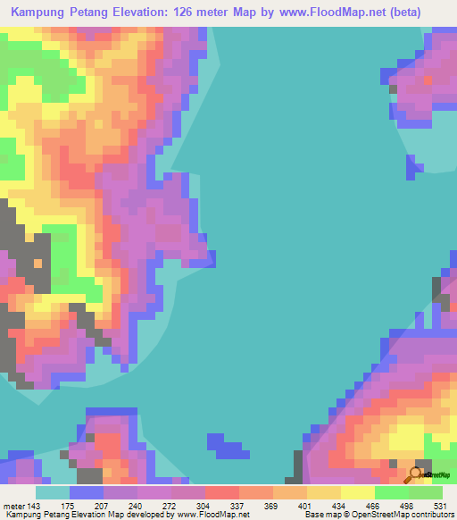 Kampung Petang,Malaysia Elevation Map