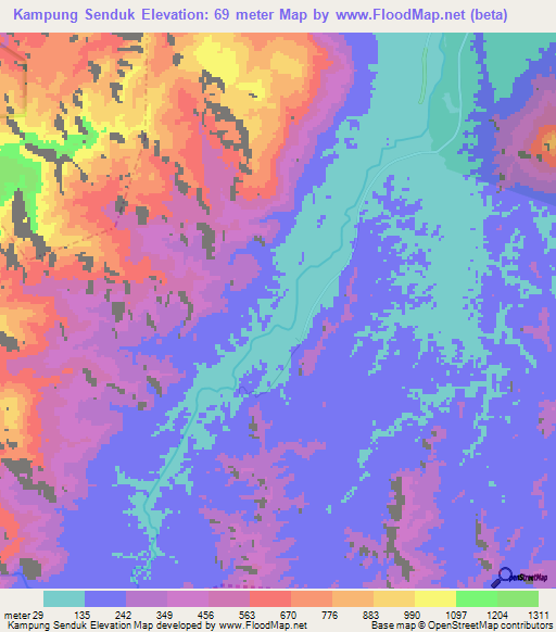 Kampung Senduk,Malaysia Elevation Map