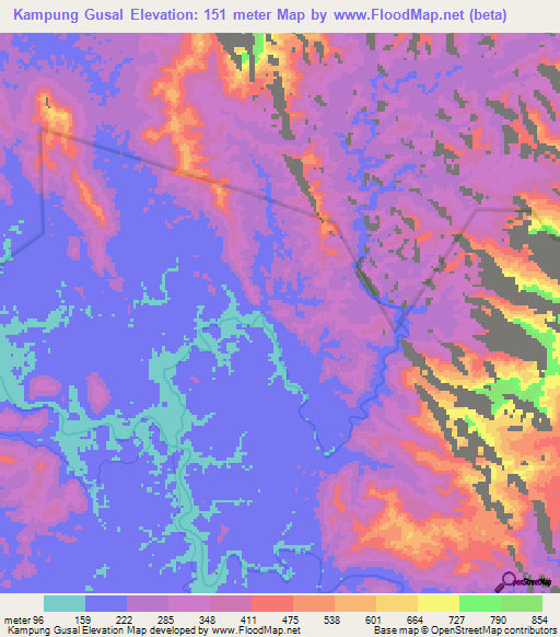 Kampung Gusal,Malaysia Elevation Map