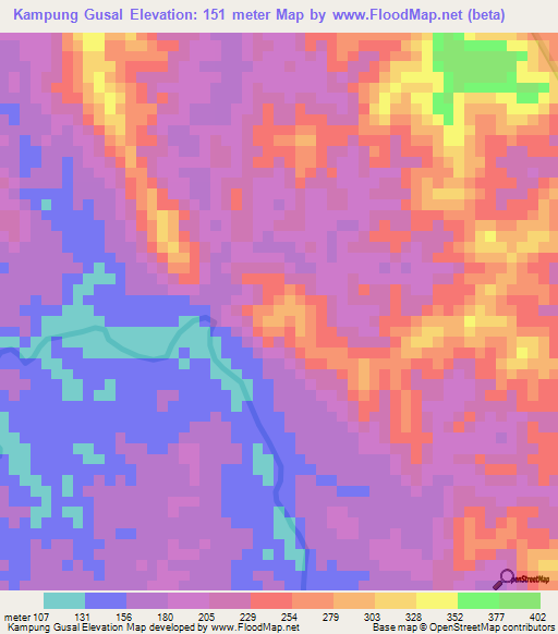 Kampung Gusal,Malaysia Elevation Map