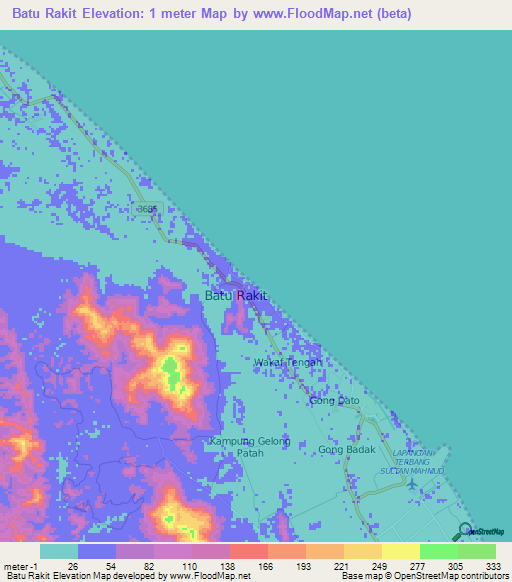 Batu Rakit,Malaysia Elevation Map