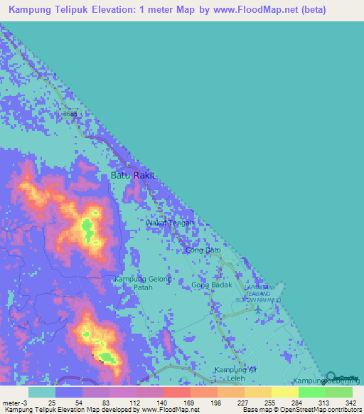 Kampung Telipuk,Malaysia Elevation Map