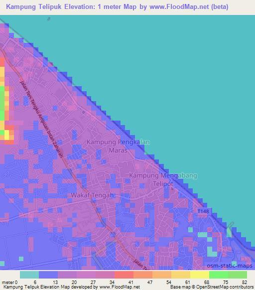 Kampung Telipuk,Malaysia Elevation Map