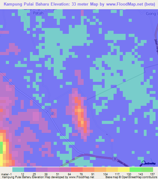 Kampung Pulai Baharu,Malaysia Elevation Map