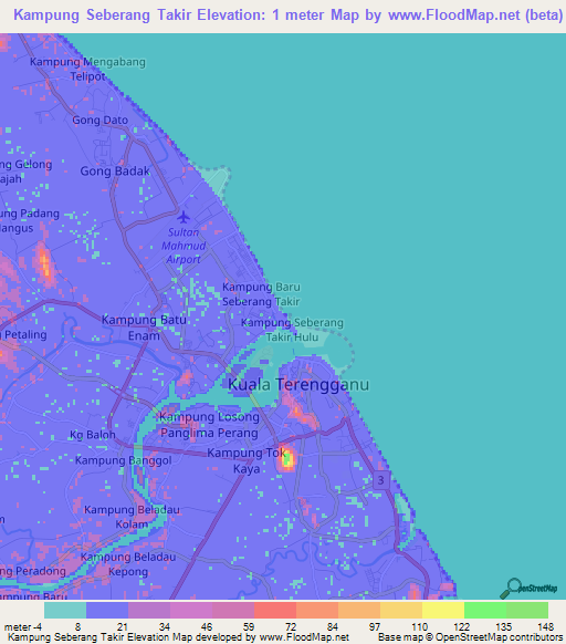 Kampung Seberang Takir,Malaysia Elevation Map