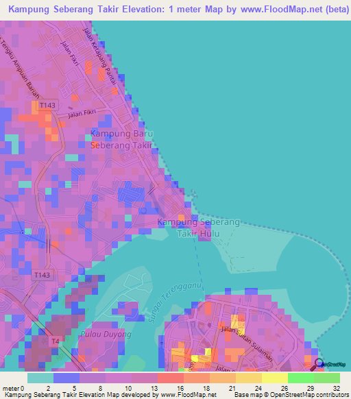 Kampung Seberang Takir,Malaysia Elevation Map