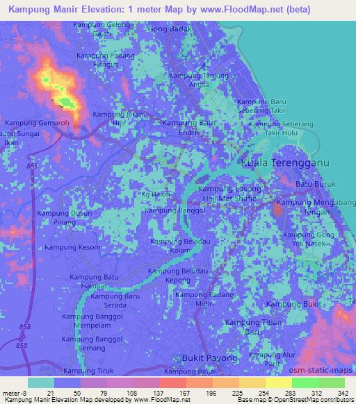 Kampung Manir,Malaysia Elevation Map