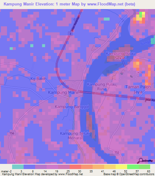 Kampung Manir,Malaysia Elevation Map