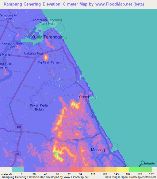 Kampung Cenering,Malaysia Elevation Map