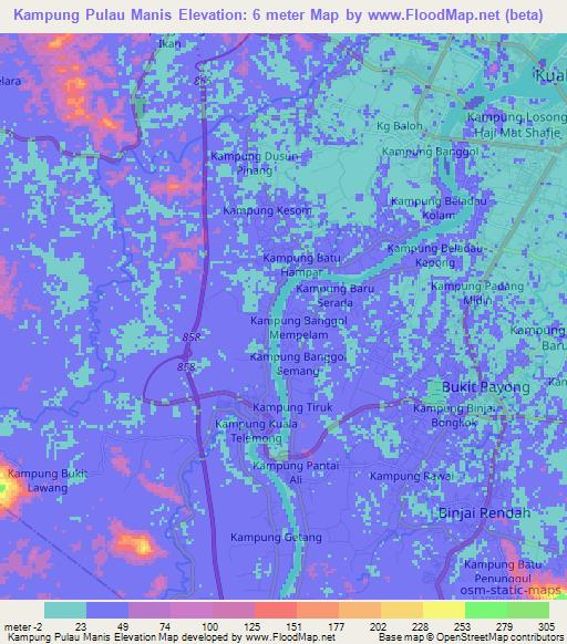 Kampung Pulau Manis,Malaysia Elevation Map