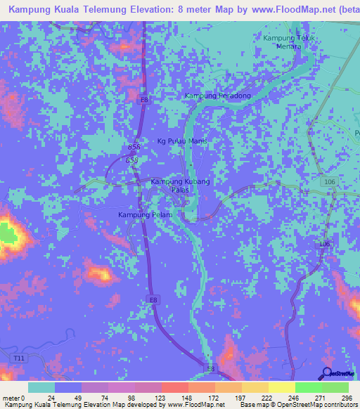 Kampung Kuala Telemung,Malaysia Elevation Map