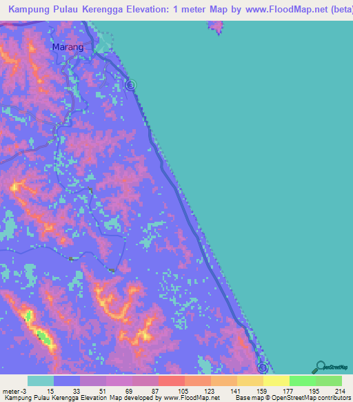 Kampung Pulau Kerengga,Malaysia Elevation Map