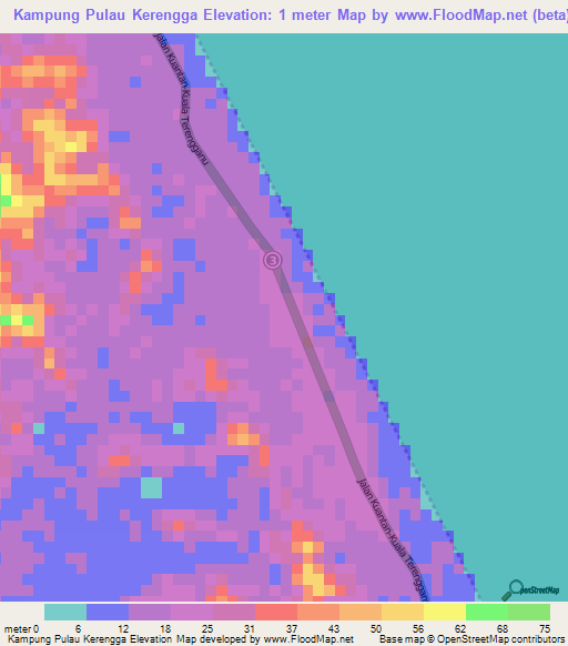 Kampung Pulau Kerengga,Malaysia Elevation Map