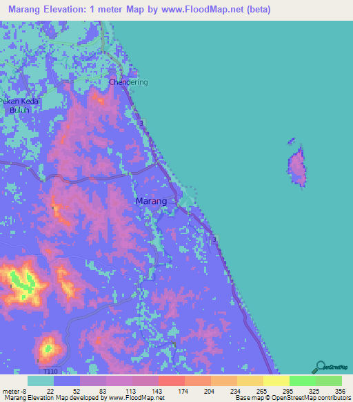 Marang,Malaysia Elevation Map