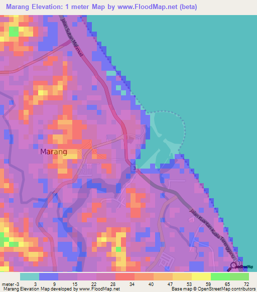 Marang,Malaysia Elevation Map