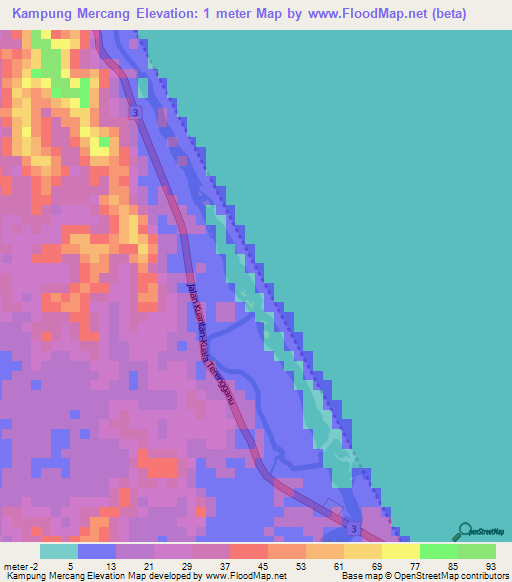 Kampung Mercang,Malaysia Elevation Map