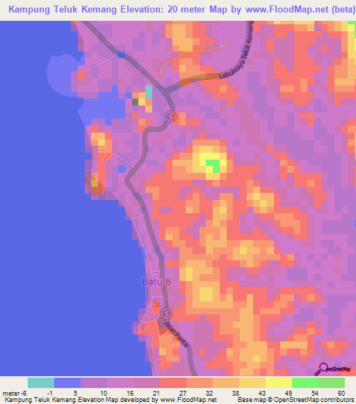 Kampung Teluk Kemang,Malaysia Elevation Map