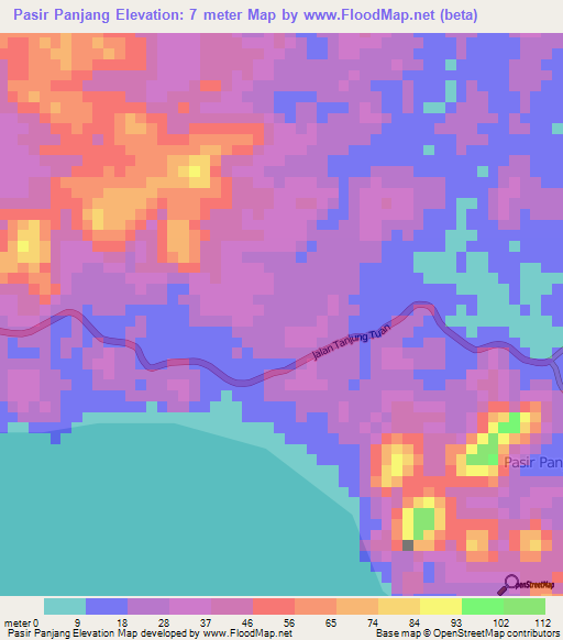 Pasir Panjang,Malaysia Elevation Map