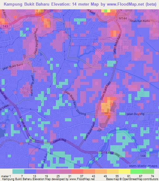 Kampung Bukit Baharu,Malaysia Elevation Map