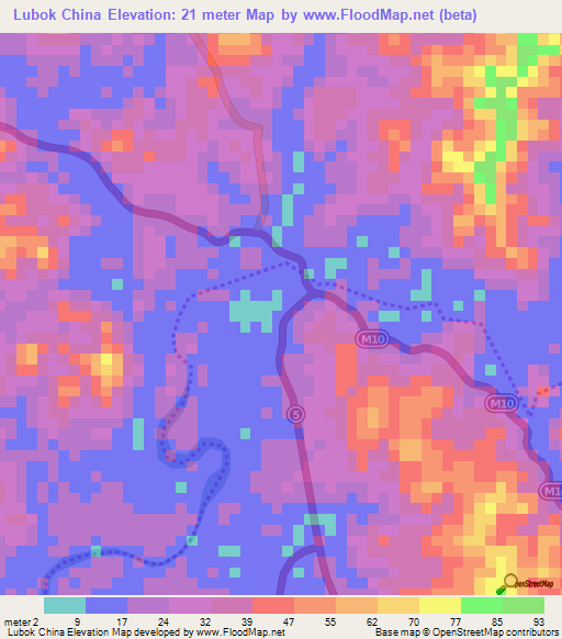 Lubok China,Malaysia Elevation Map