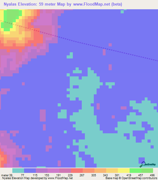 Nyalas,Malaysia Elevation Map