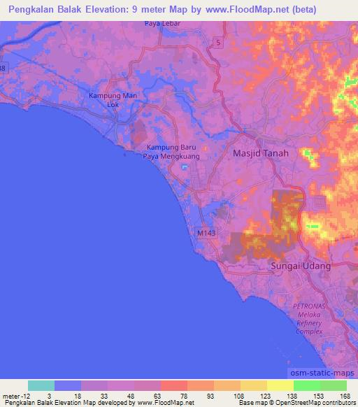 Pengkalan Balak,Malaysia Elevation Map