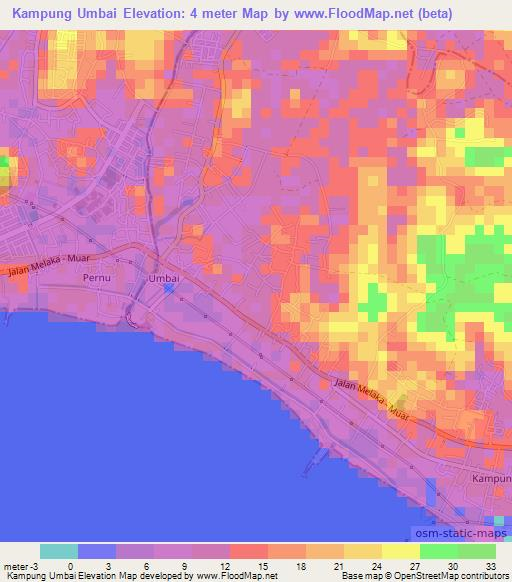 Kampung Umbai,Malaysia Elevation Map