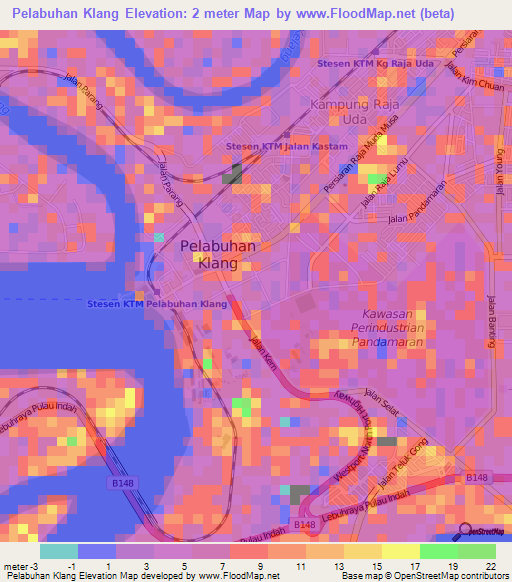 Pelabuhan Klang,Malaysia Elevation Map