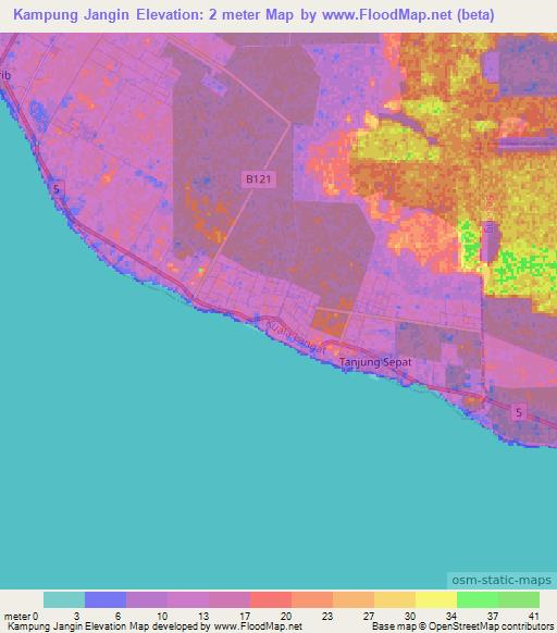 Kampung Jangin,Malaysia Elevation Map