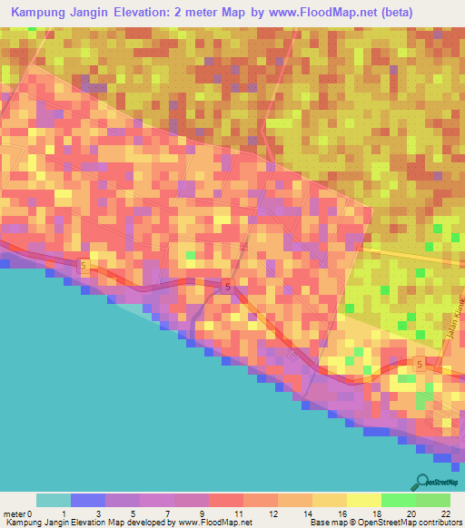 Kampung Jangin,Malaysia Elevation Map