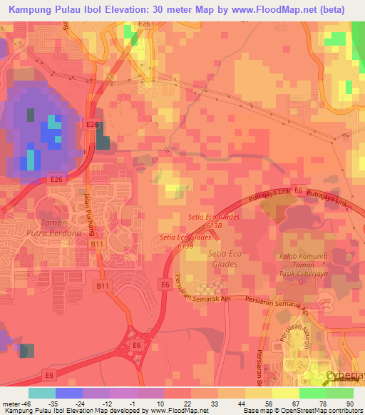 Kampung Pulau Ibol,Malaysia Elevation Map