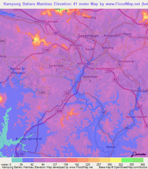 Kampung Baharu Mambau,Malaysia Elevation Map