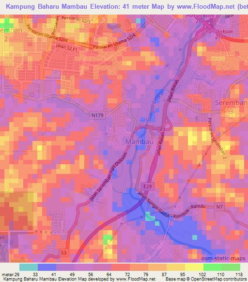 Kampung Baharu Mambau,Malaysia Elevation Map