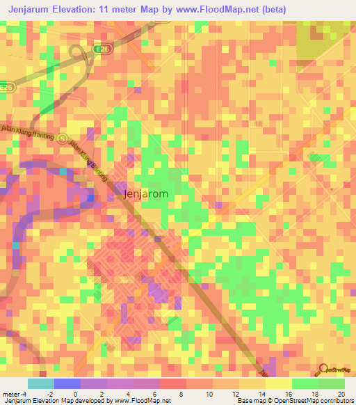 Jenjarum,Malaysia Elevation Map