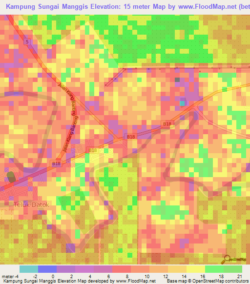 Kampung Sungai Manggis,Malaysia Elevation Map