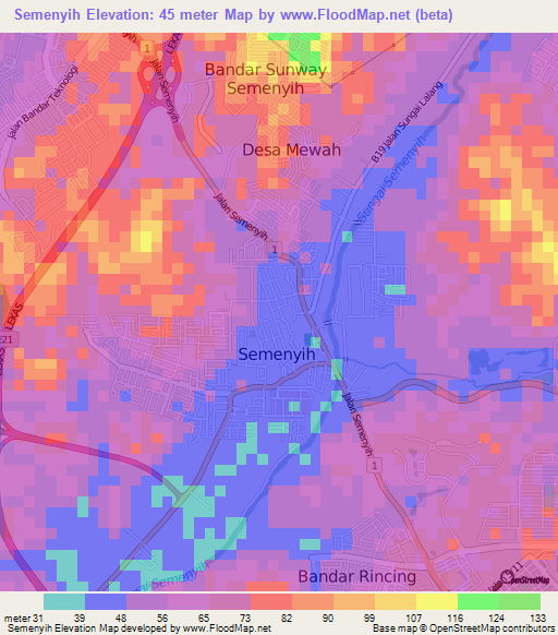 Semenyih,Malaysia Elevation Map